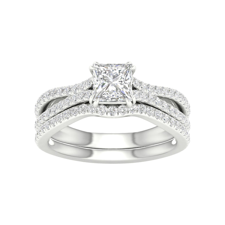 Certified 14K White Gold Lab Diamond Wedding Ensemble