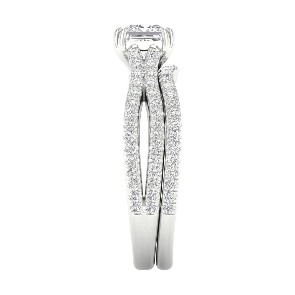 Certified 14K White Gold Lab Diamond Wedding Ensemble