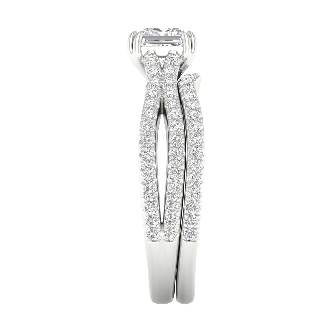 Certified 14K White Gold Lab Diamond Wedding Ensemble