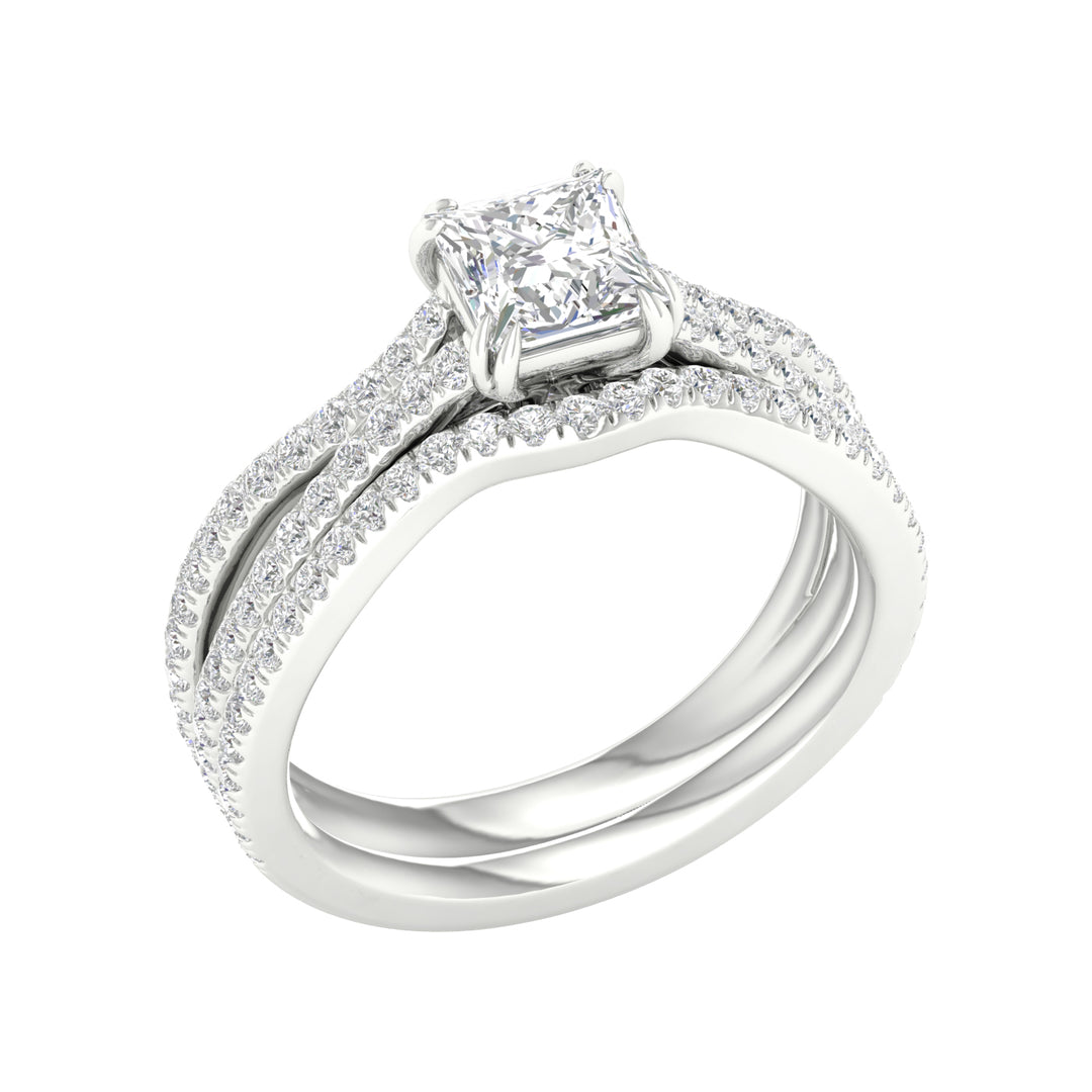 Certified 14K White Gold Lab Diamond Wedding Ensemble