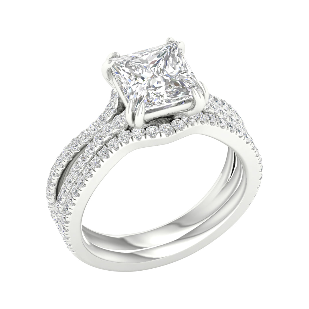 14k White Gold 2.50CT Lab Grown Diamond Bridal Ring Set