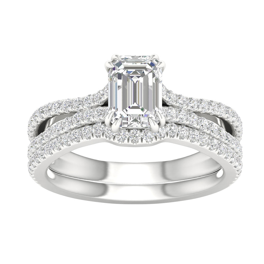 14k White Gold 1.50CT Lab Grown Diamond Bridal Set Ensemble