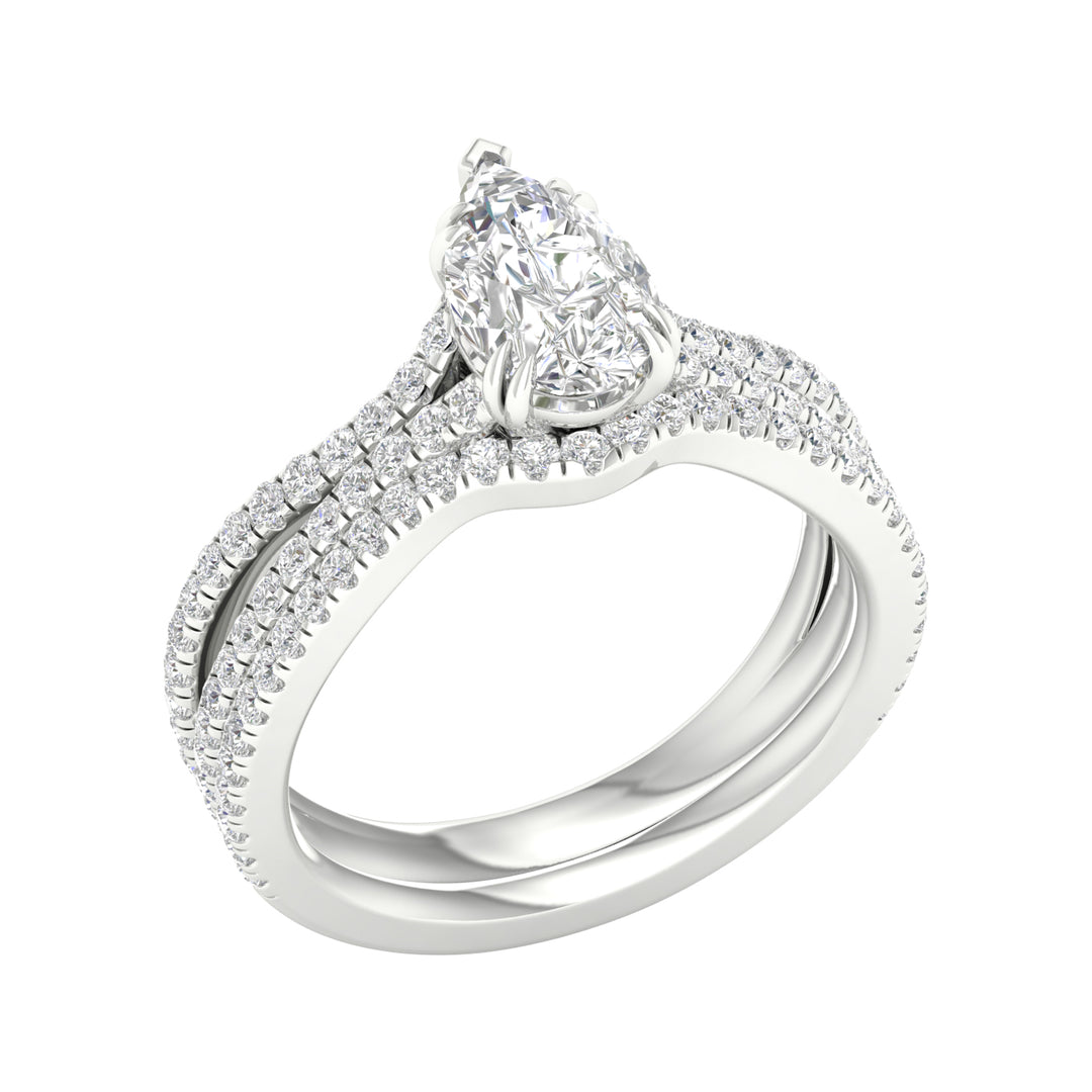 14k White Gold 1.50CT Lab Grown Diamond Bridal Brilliance Set