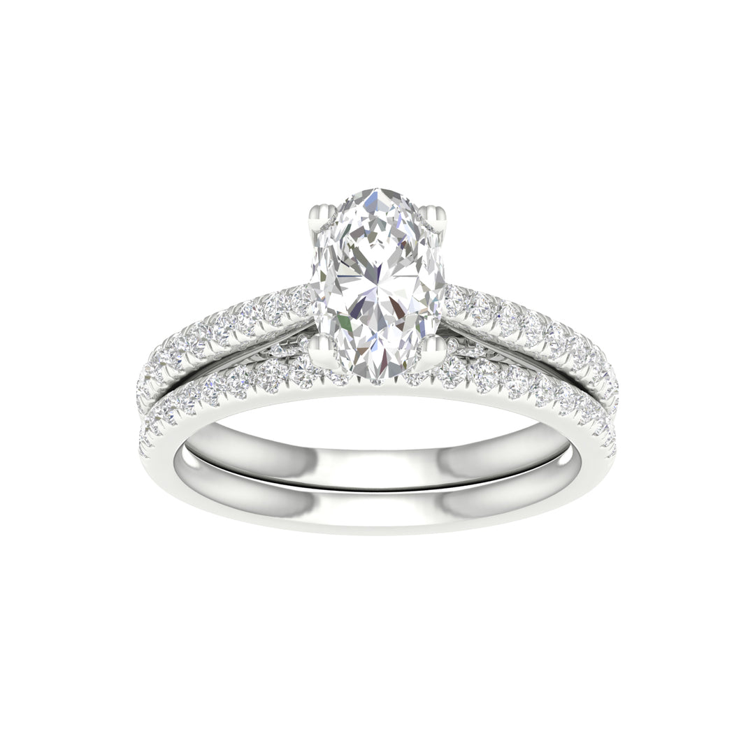 14k White Gold 1.75CT Lab Diamond Bridal Ring Set