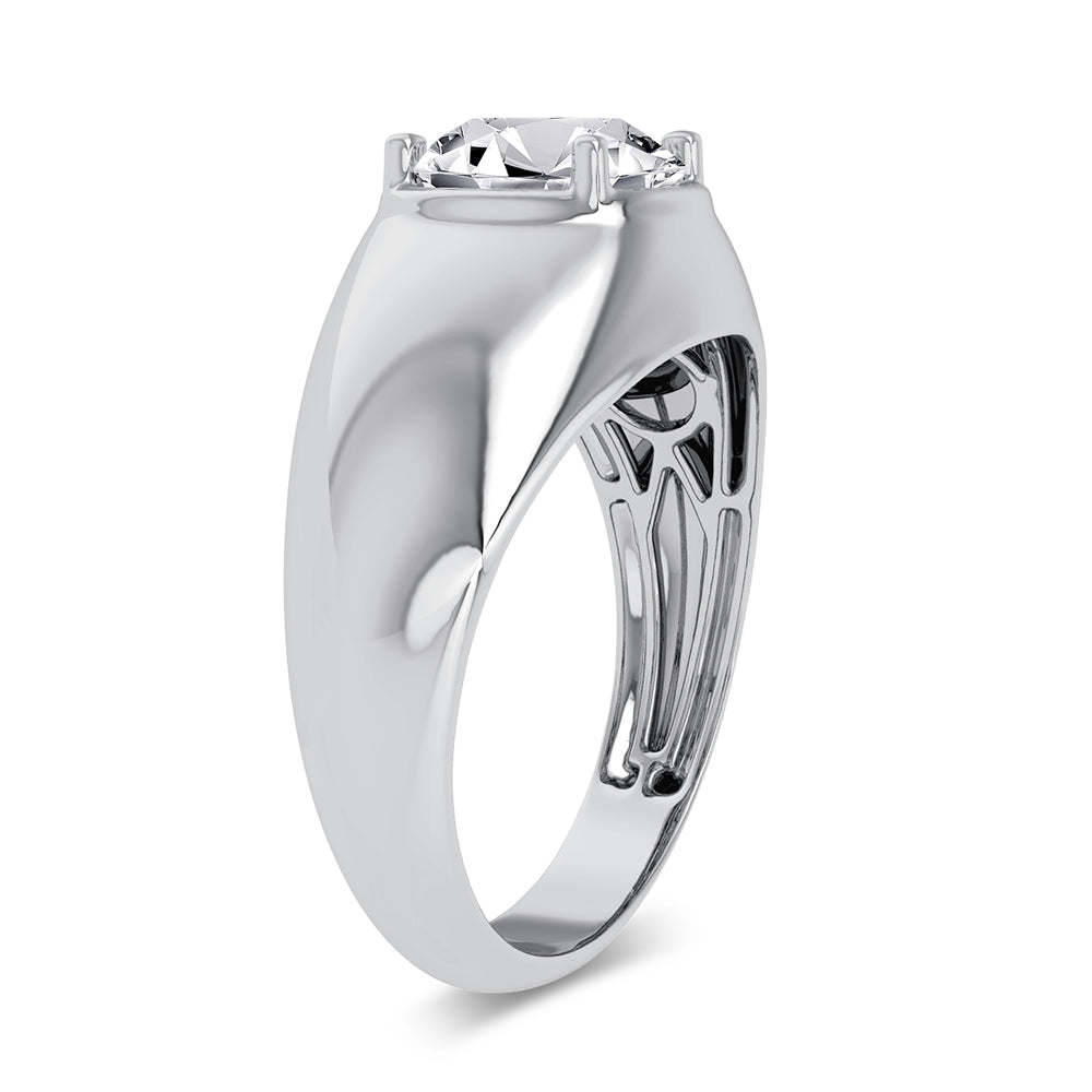 Certified 2CT Lab Diamond Mens Luxury White Gold Band
