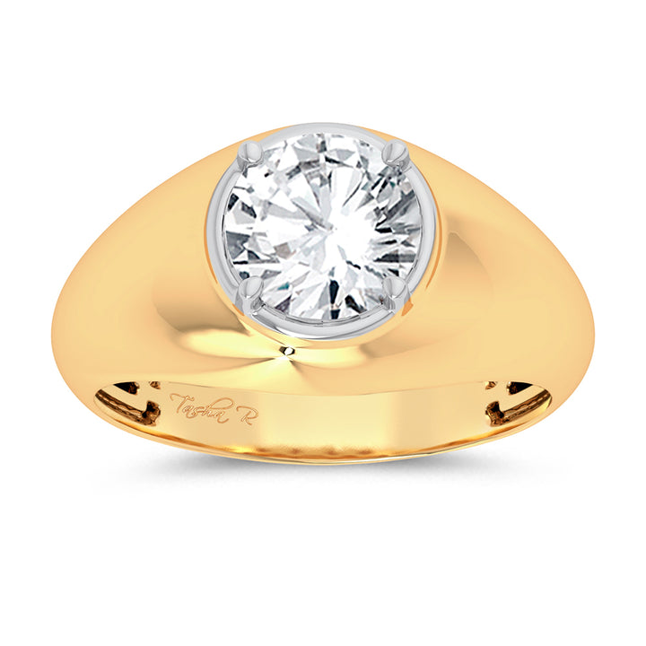 14K Yellow Gold Lab Diamond Mens Statement Band Ring
