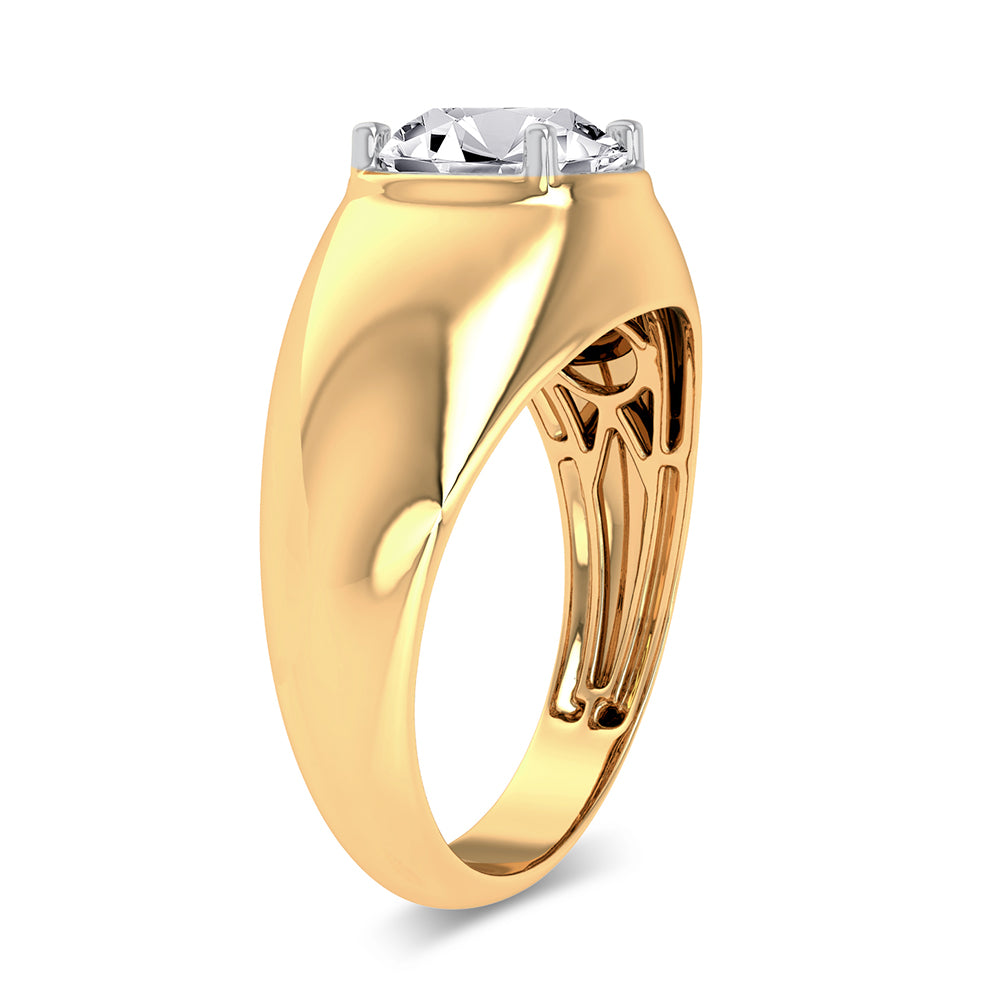 14K Yellow Gold Lab Diamond Mens Statement Band Ring