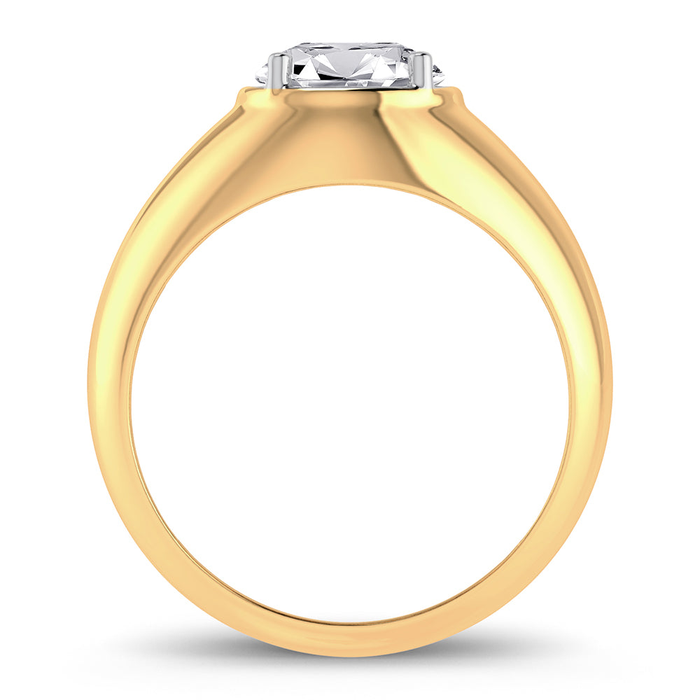 14K Yellow Gold Lab Diamond Mens Statement Band Ring