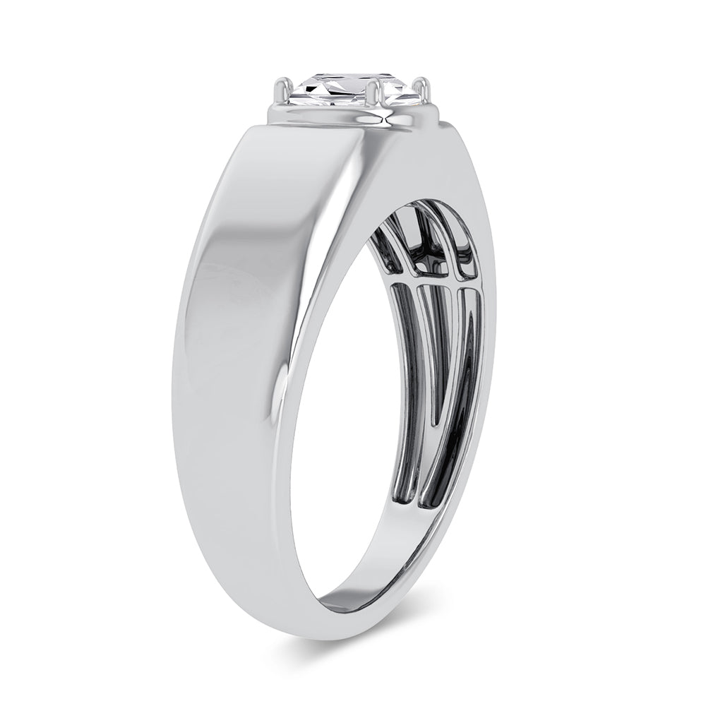Sophisticated 14K White Gold 1CT Lab Diamond Mens Statement Ring