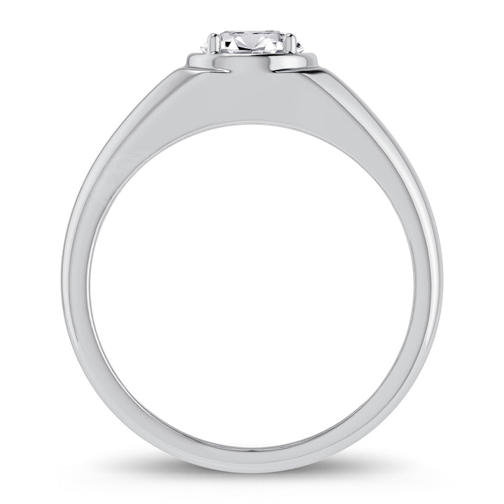 Sophisticated 14K White Gold 1CT Lab Diamond Mens Statement Ring