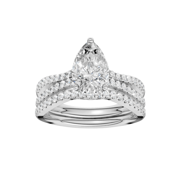 14k White Gold 1.40ct Lab Diamond Bridal Ring Set