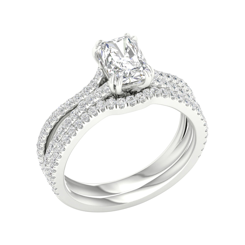 14K White Gold 1.50CT Lab Diamond Bridal Ring Set
