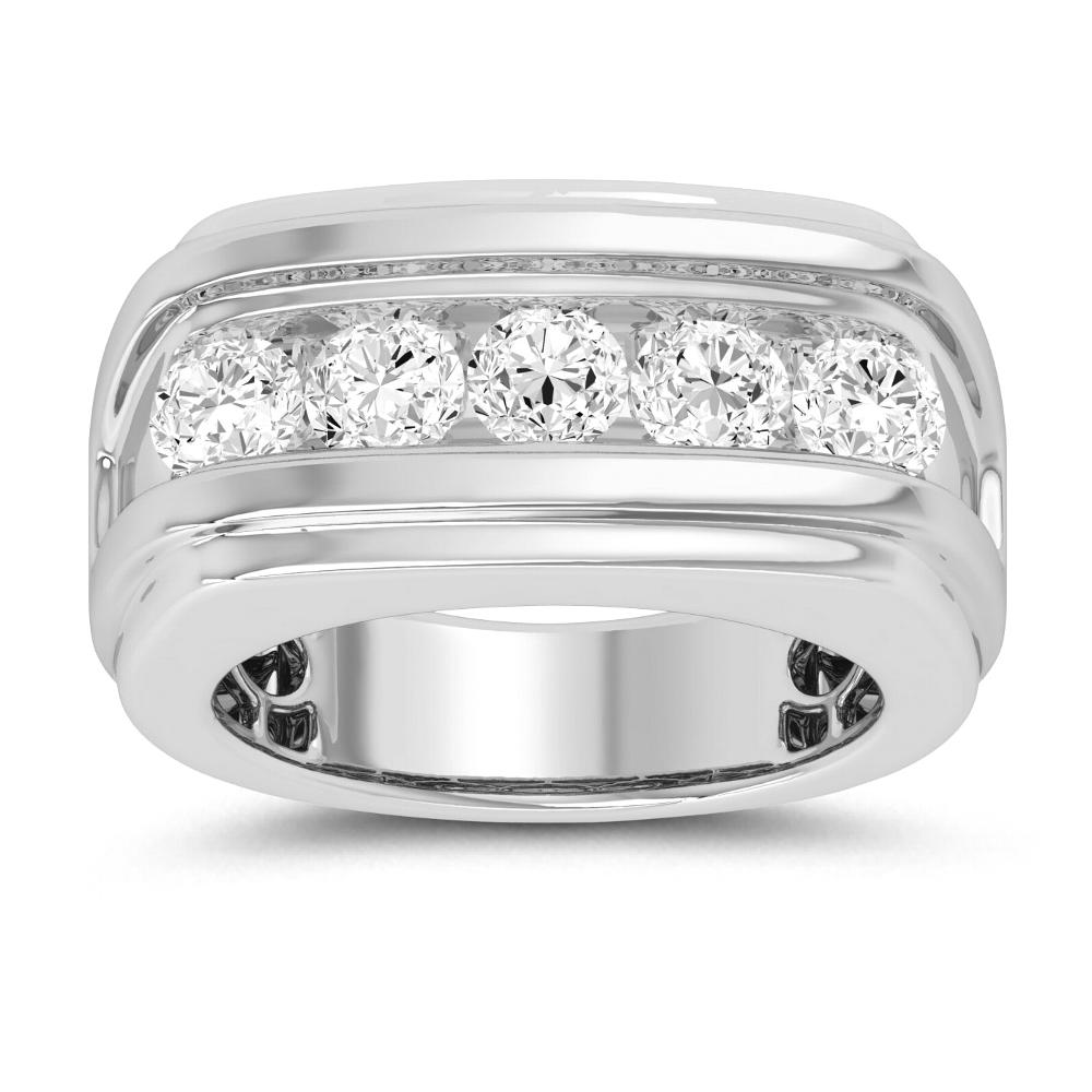 Certified 2CT Lab Diamond Mens Luxury White Gold Band