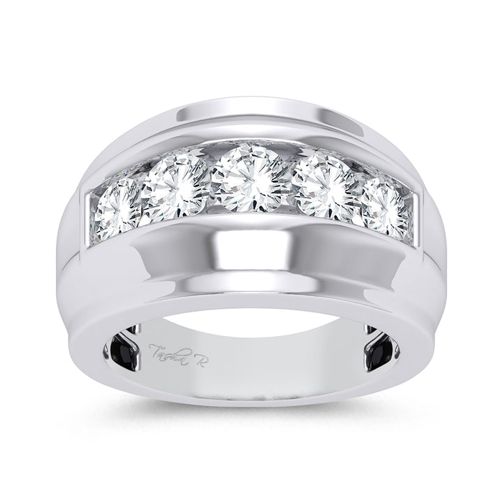 Sophisticated 14K White Gold 2CT Lab Diamond Mens Wedding Band