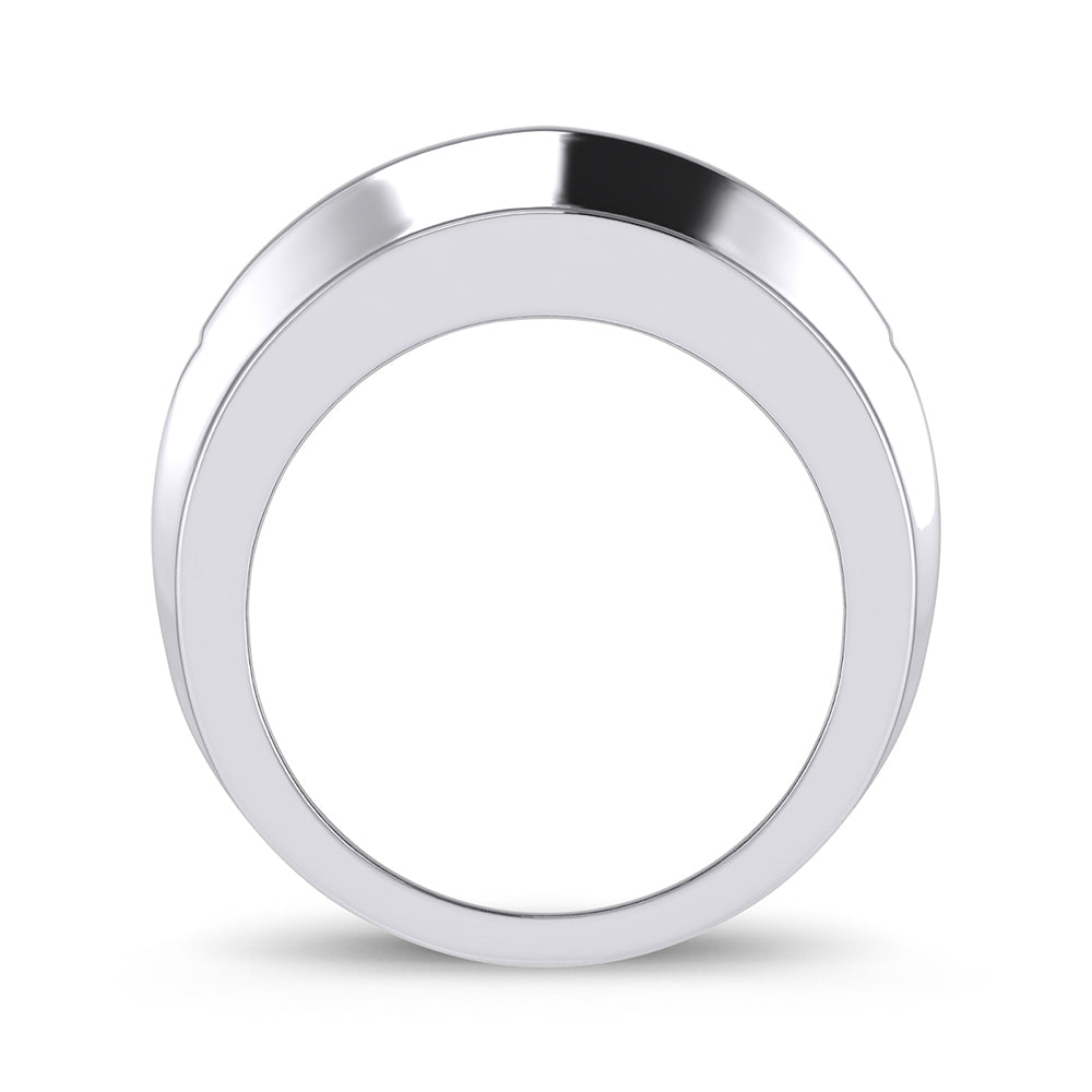 Sophisticated 14K White Gold 2CT Lab Diamond Mens Wedding Band