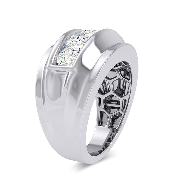 Sophisticated 14K White Gold 2CT Lab Diamond Mens Wedding Band