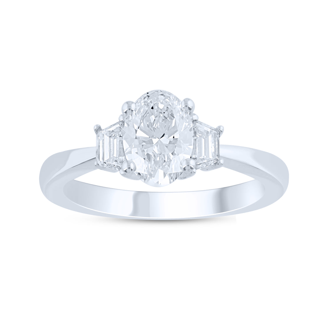 Brilliant 14K White Gold 1.43CT Lab Grown Diamond Engagement Ring