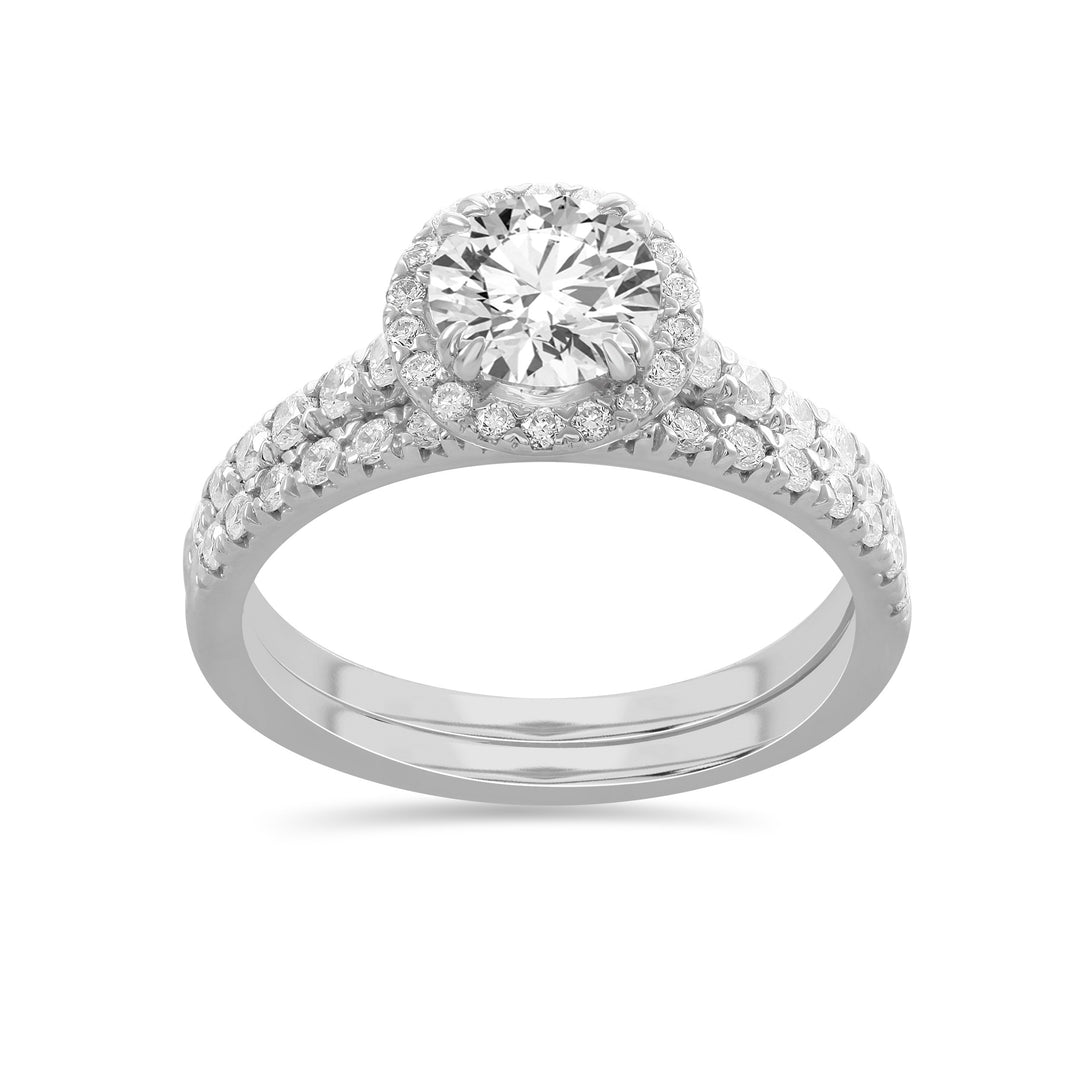 14K White Gold 1.75CT Lab Diamond Bridal Ring Set