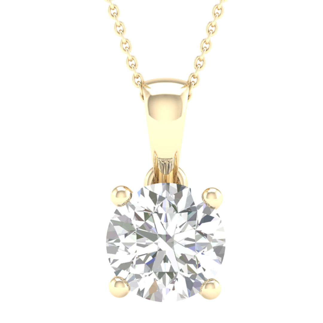 14K Yellow Gold 1CT Lab Diamond Pendant - Certified Elegance