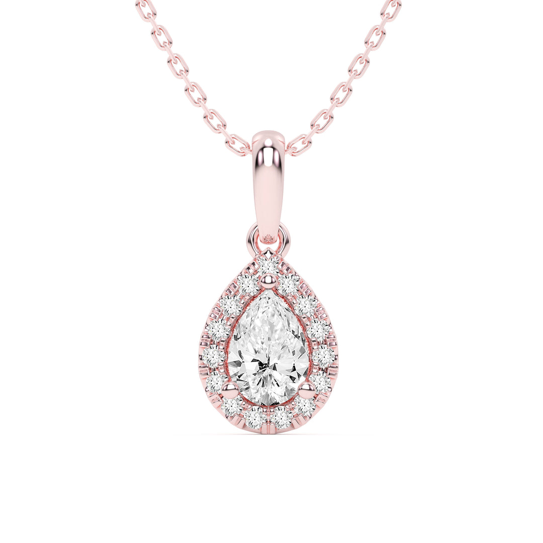 Romantic 14k Rose Gold 0.62ct Lab Diamond Pendant