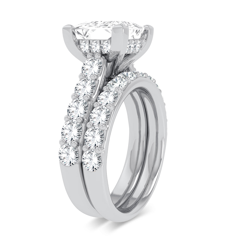 14K White Gold 5CT Lab Diamond Bridal Ring Set