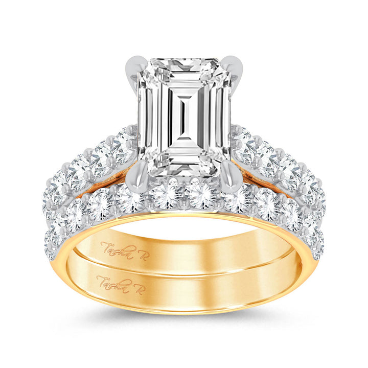 14K Yellow Gold 5CT Radiant Lab Diamond Bridal Ring