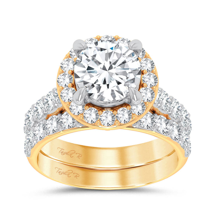 14K Yellow Gold 5CT Certified Lab Diamond Bridal Ring
