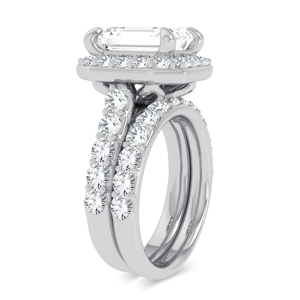 14K White Gold 5CT Lab Diamond Bridal Ring Set