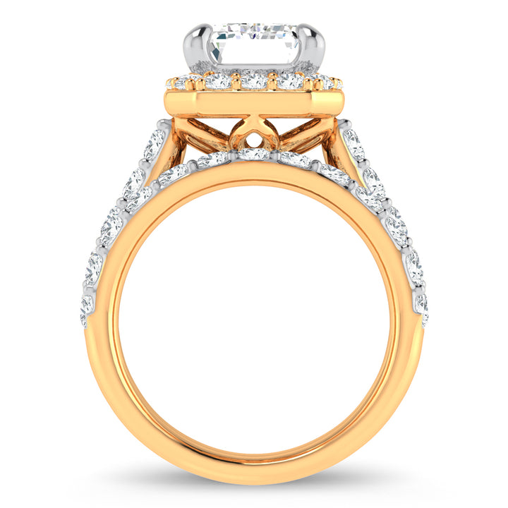 Certified 14K Yellow Gold 5CT Lab Diamond Bridal Ring