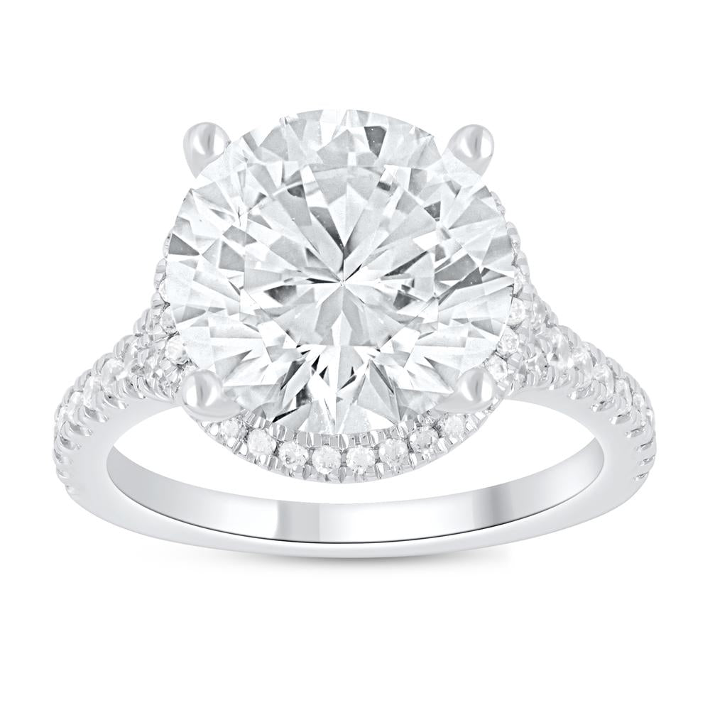 Luminous 14k White Gold 6.5ct Lab Diamond Engagement Ring