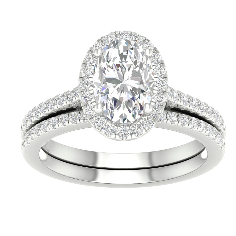 14k White Gold 2ct Lab Diamond Bridal Set Elegance