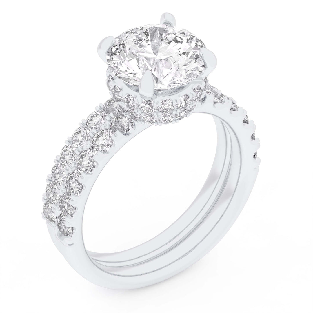 14k White Gold Lab Diamond Bridal Set with Double Hidden Halo