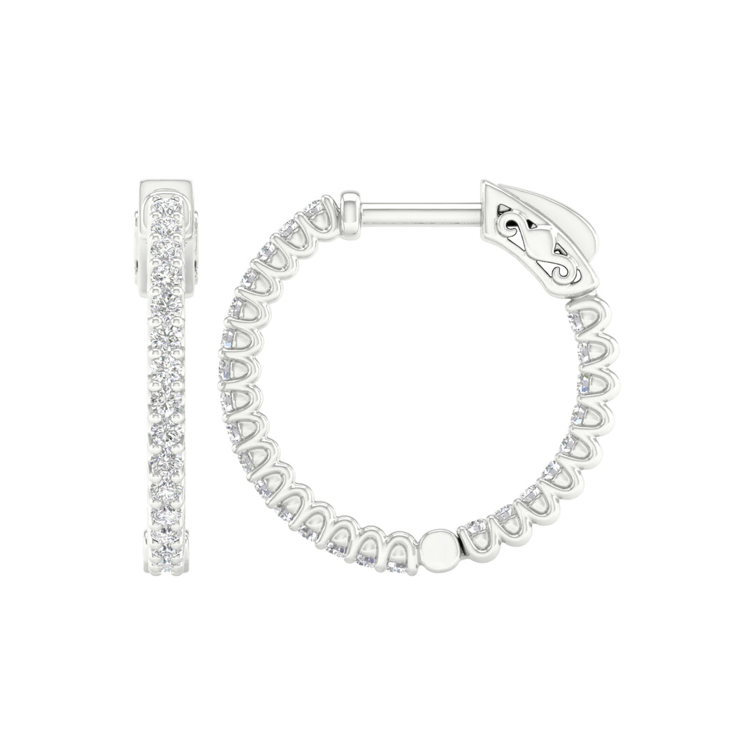 Sparkling 14K White Gold 0.50CT Lab Diamond Hoop Earrings