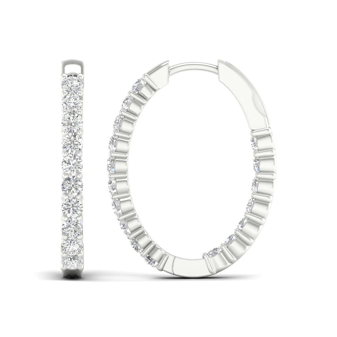 Brilliant 14K White Gold Lab Diamond Hoop Earrings - 2CT Elegance