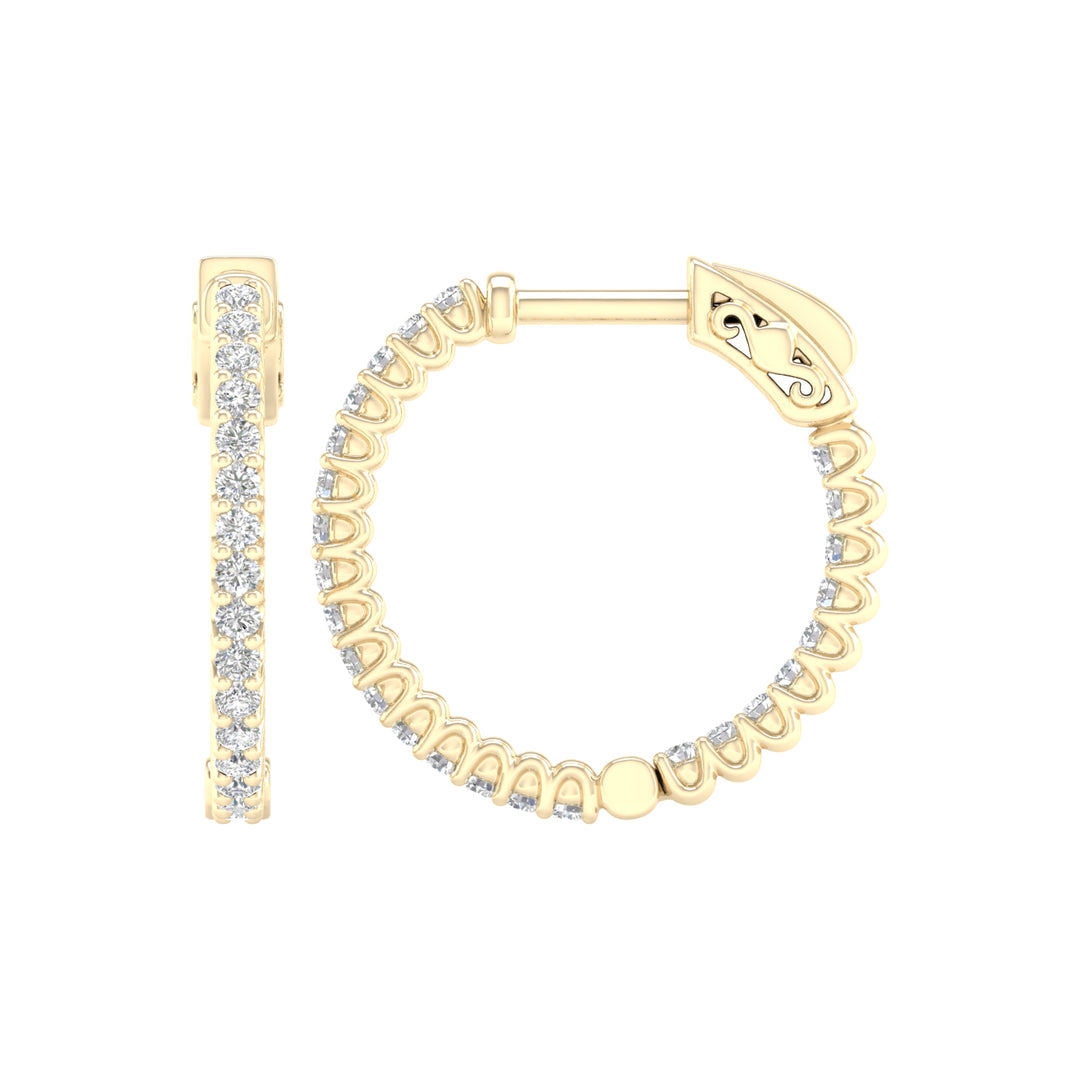 14K Yellow Gold Lab Diamond Hoop Earrings - Timeless Elegance