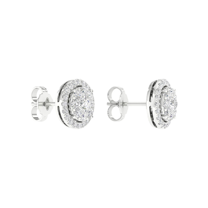 Certified 1CT Lab Diamond Earrings in White Gold