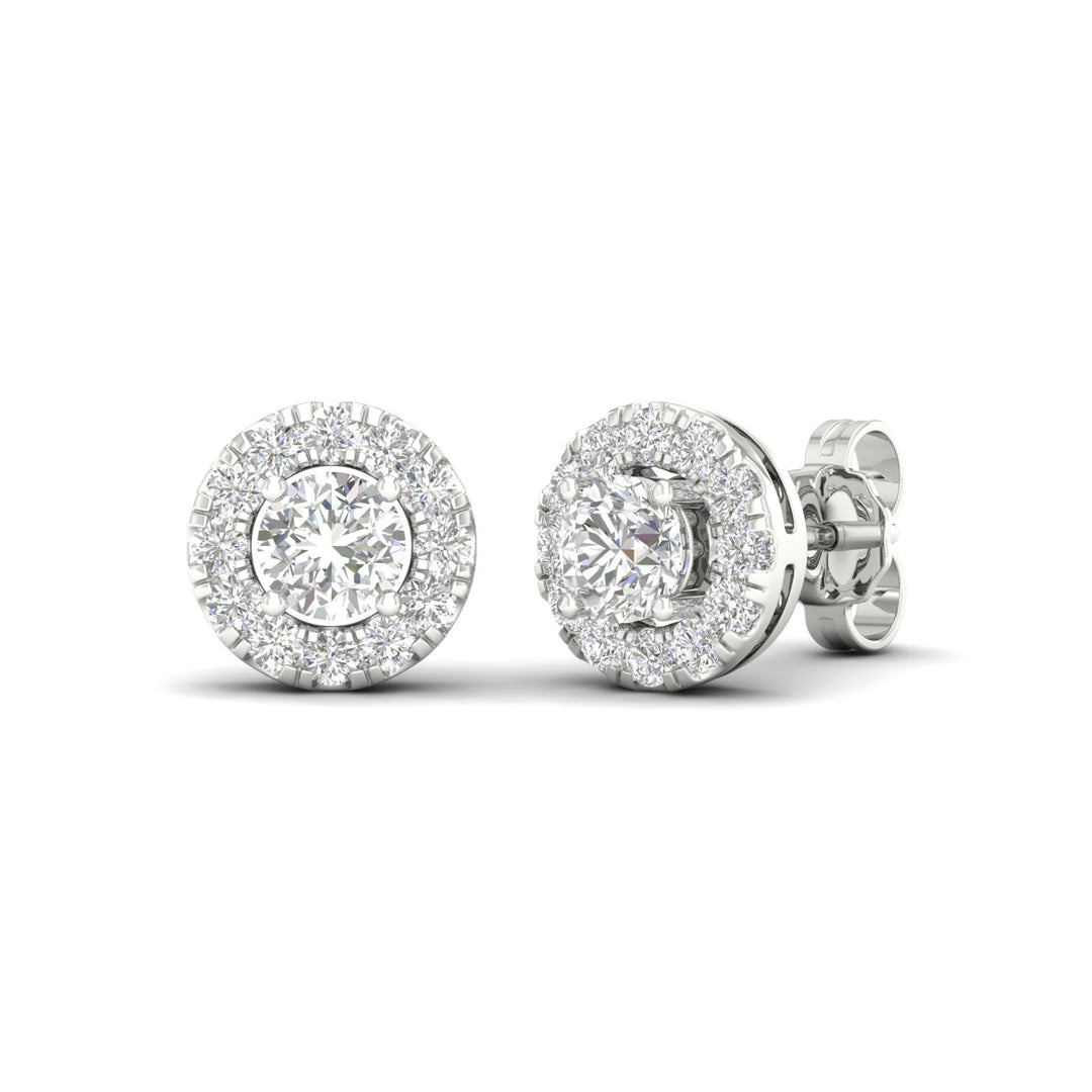 Certified 1CT Lab Diamond Earrings in 14K White Gold