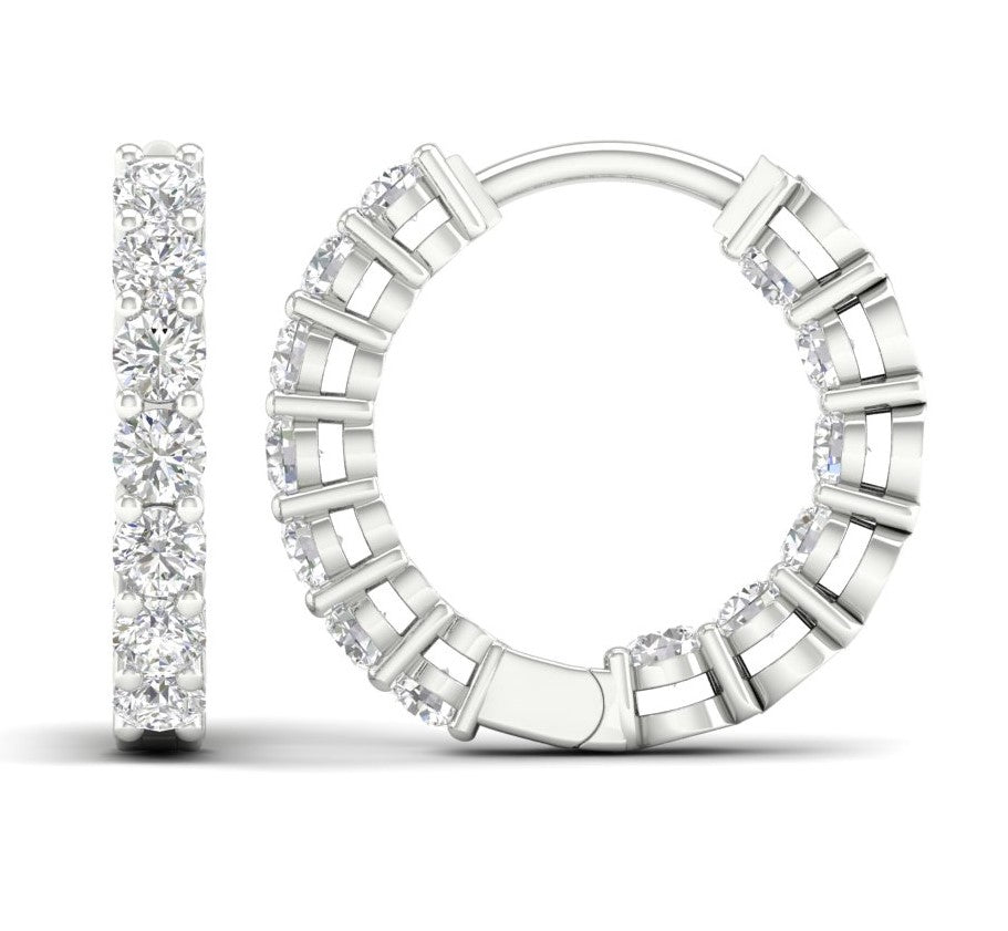 14k White Gold Lab Diamond Hoop Earrings - Timeless Brilliance