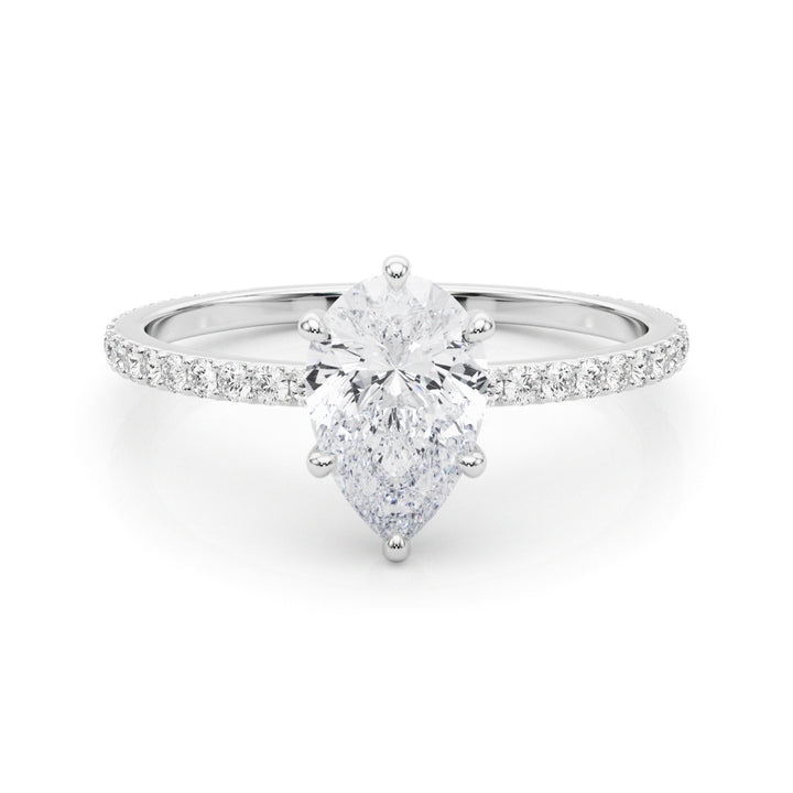 Diamond Halo Engagement Ring with Accent Stones