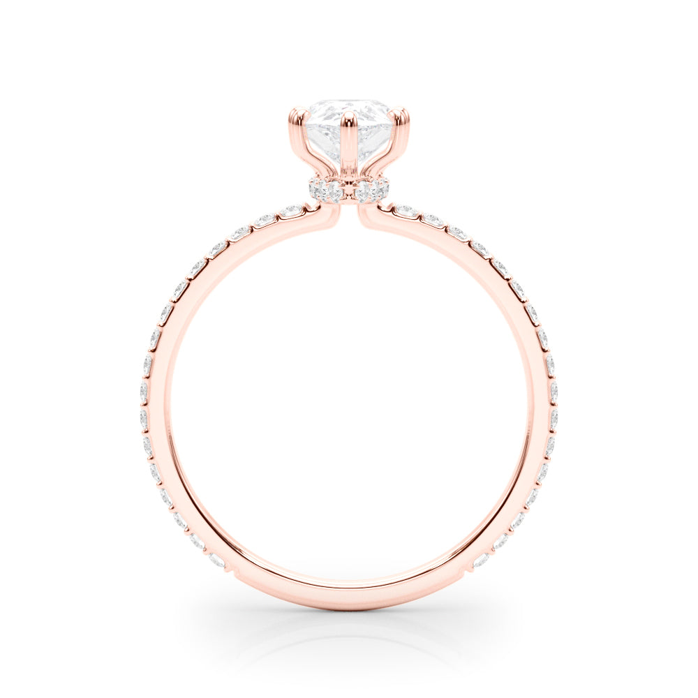 18K Rose Gold Diamond Halo Engagement Ring