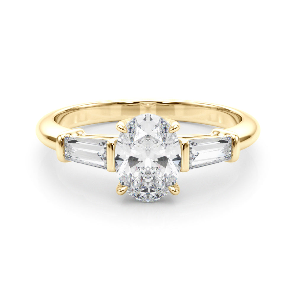 18K Yellow Gold Oval Diamond Engagement Ring