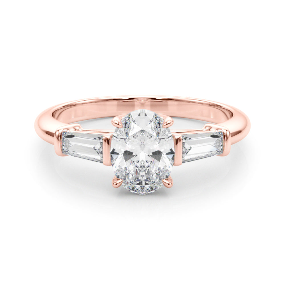 14K Rose Gold Oval Diamond Engagement Ring
