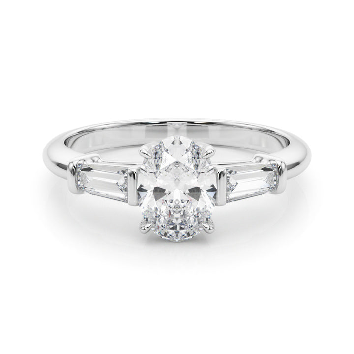 Oval Diamond Engagement Ring with Baguette Accents