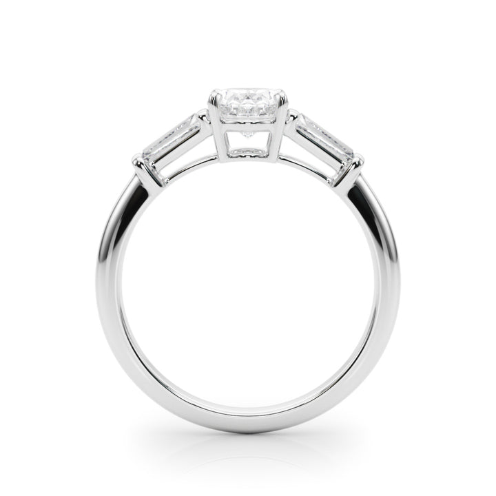 Oval Diamond Engagement Ring with Baguette Accents