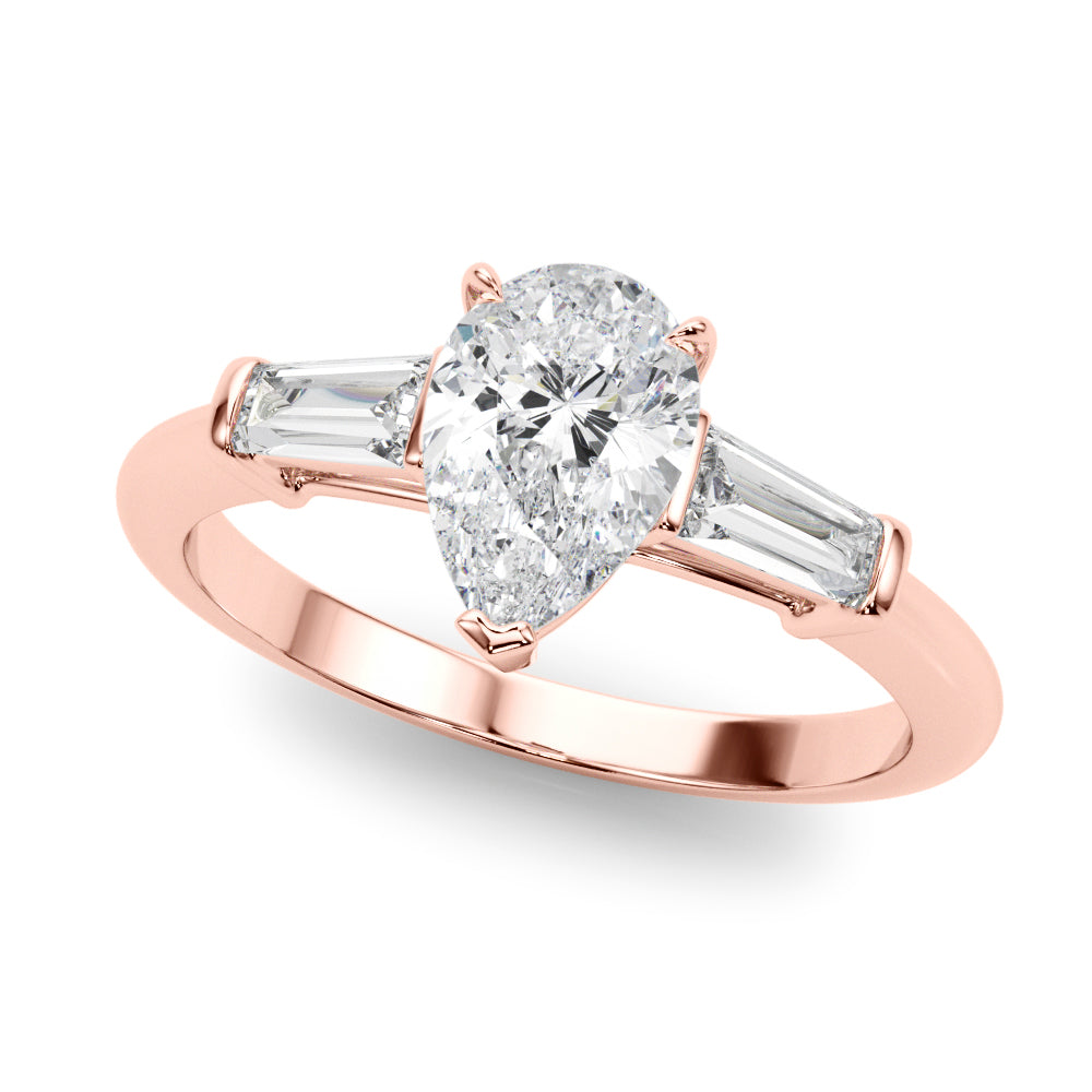 18K Rose Gold Taper Baguette Diamond Ring