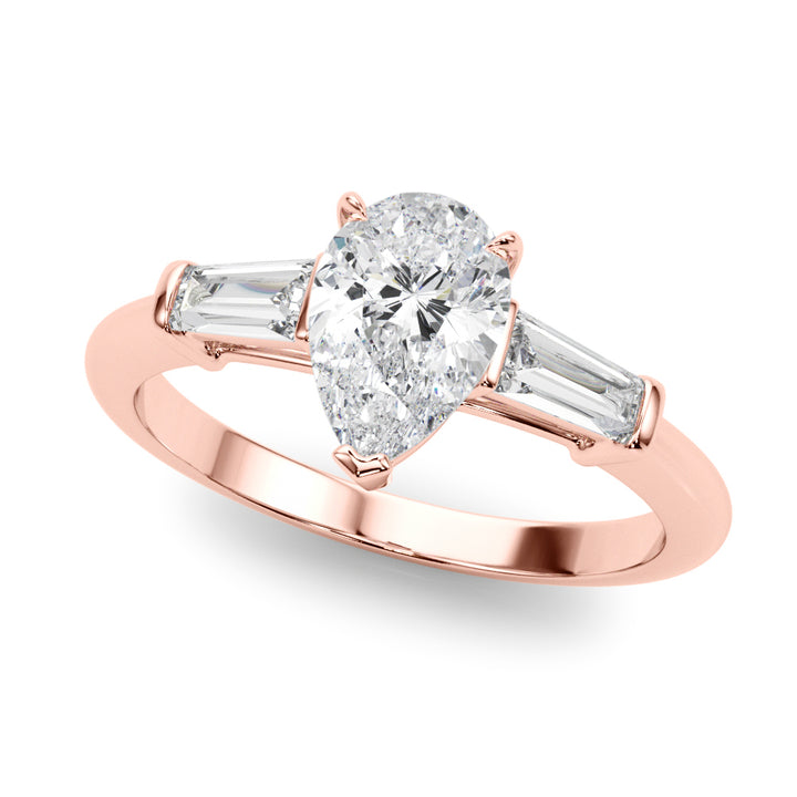 18K Rose Gold Taper Baguette Diamond Ring