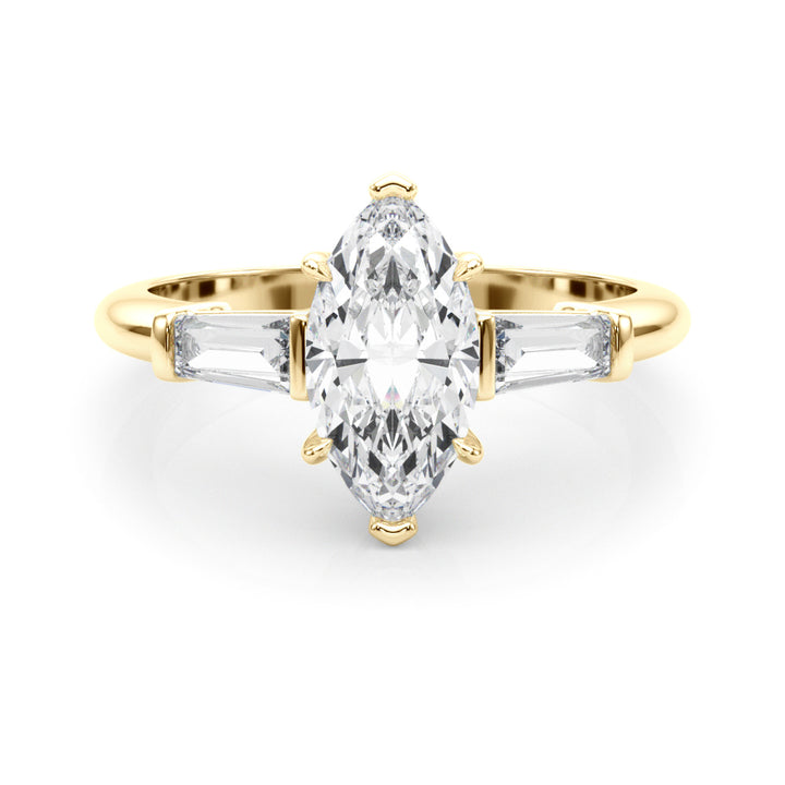 14K Yellow Gold Marquise Diamond Engagement Ring