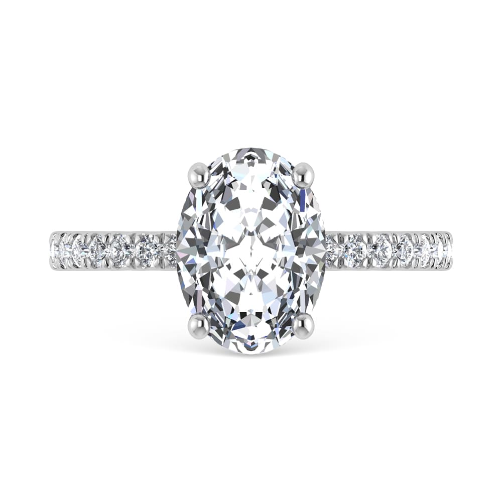 14K White Gold Lab Grown Diamond 3 1/2 Ct.Tw. Oval Shape Halo IGI Certified Engagement Ring (IGI Certified Center 3ct)