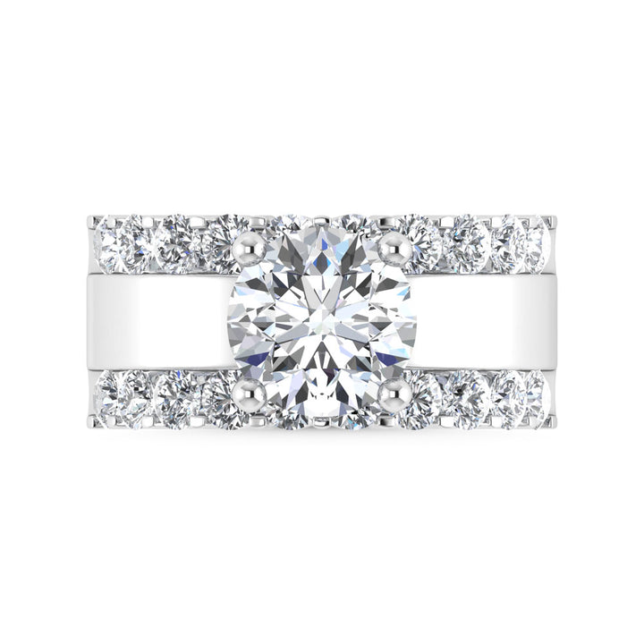 14K White Gold 3 1/2 Ct.Tw. Labgrown Diamond Round Shape Engagement Ring (IGI CERTIFIED CENTER)