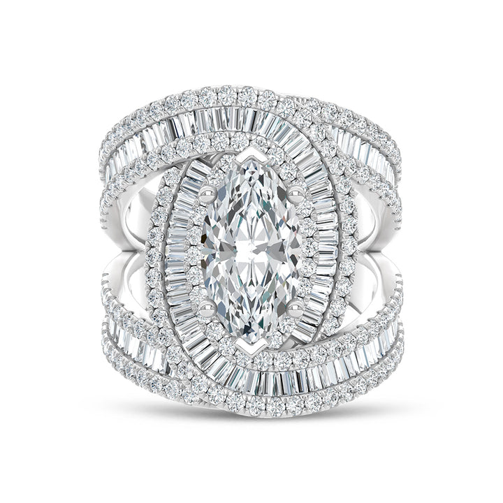 14K White Gold Lab Grown Diamond 4 Ct.Tw. Engagement Ring (Center 2ct Oval)